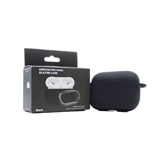 CAPA DE SILICONE COM CHAVEIRO PRETO PARA APPLE AIRPODS PRO